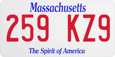 MA license plate 259KZ9