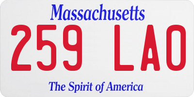 MA license plate 259LA0