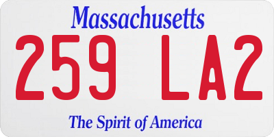 MA license plate 259LA2