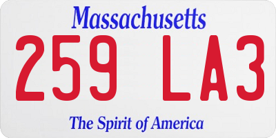 MA license plate 259LA3