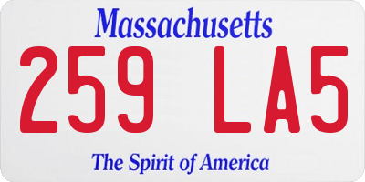 MA license plate 259LA5