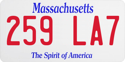 MA license plate 259LA7