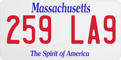 MA license plate 259LA9