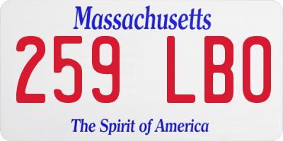 MA license plate 259LB0