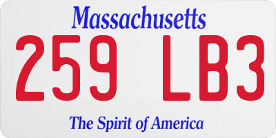 MA license plate 259LB3