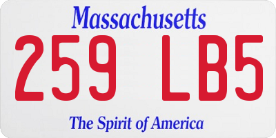 MA license plate 259LB5