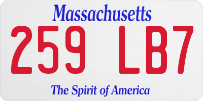 MA license plate 259LB7