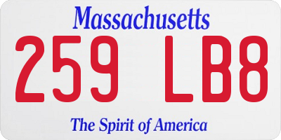 MA license plate 259LB8