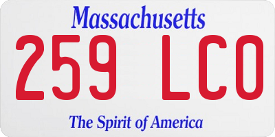 MA license plate 259LC0