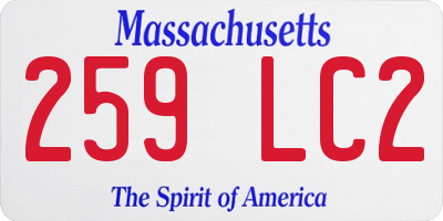 MA license plate 259LC2