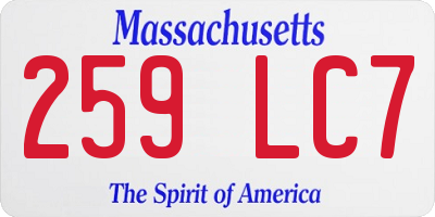 MA license plate 259LC7
