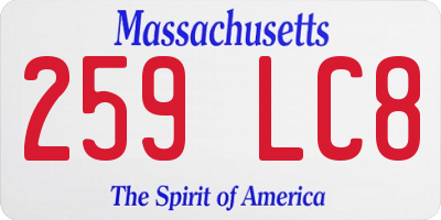 MA license plate 259LC8