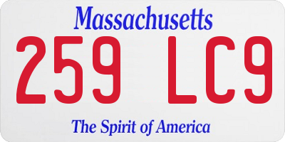 MA license plate 259LC9