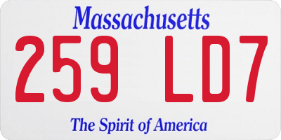 MA license plate 259LD7