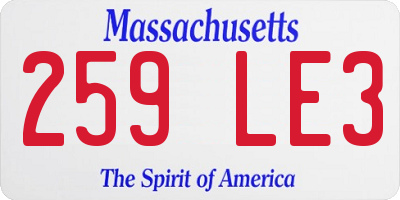 MA license plate 259LE3