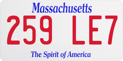 MA license plate 259LE7