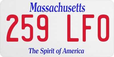 MA license plate 259LF0