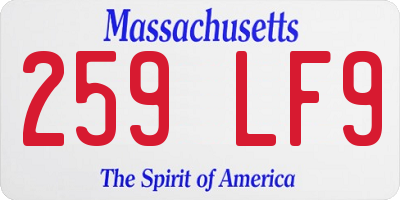 MA license plate 259LF9