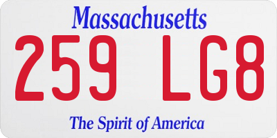 MA license plate 259LG8
