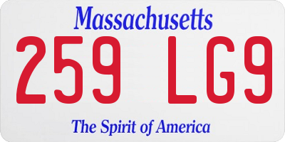 MA license plate 259LG9