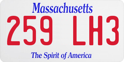 MA license plate 259LH3