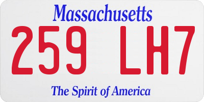MA license plate 259LH7