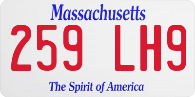 MA license plate 259LH9