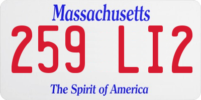 MA license plate 259LI2