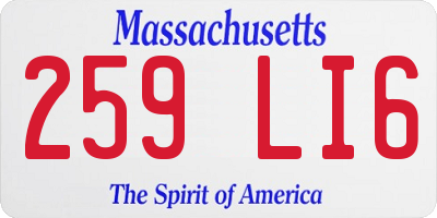 MA license plate 259LI6