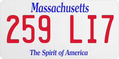 MA license plate 259LI7