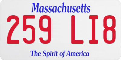 MA license plate 259LI8