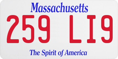MA license plate 259LI9