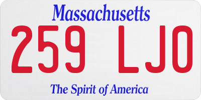 MA license plate 259LJ0