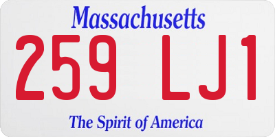 MA license plate 259LJ1