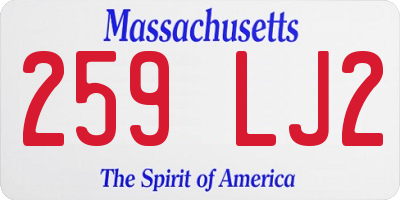 MA license plate 259LJ2