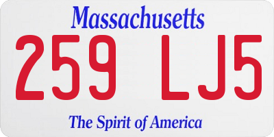 MA license plate 259LJ5