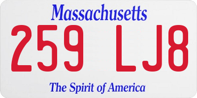 MA license plate 259LJ8