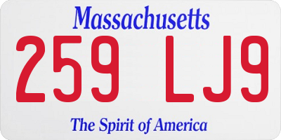 MA license plate 259LJ9