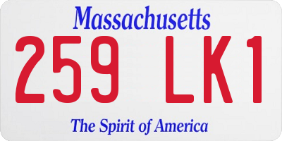 MA license plate 259LK1