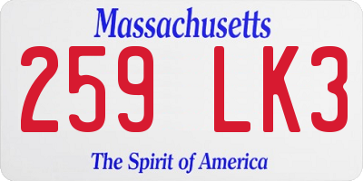 MA license plate 259LK3