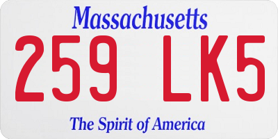 MA license plate 259LK5