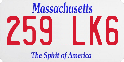 MA license plate 259LK6