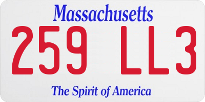 MA license plate 259LL3