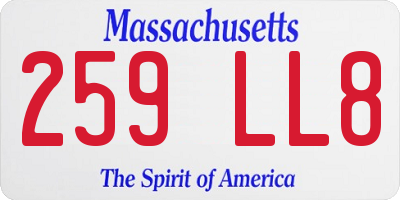 MA license plate 259LL8