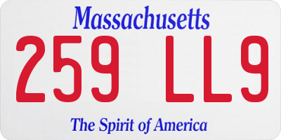 MA license plate 259LL9