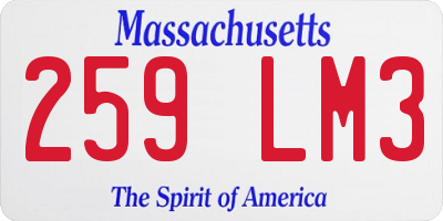 MA license plate 259LM3