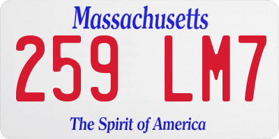 MA license plate 259LM7