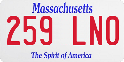 MA license plate 259LN0