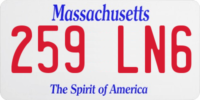 MA license plate 259LN6