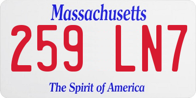 MA license plate 259LN7
